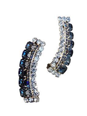 Vintage Juliana 2 Tone Rhinestone Ear Climber Earrings (A9298)